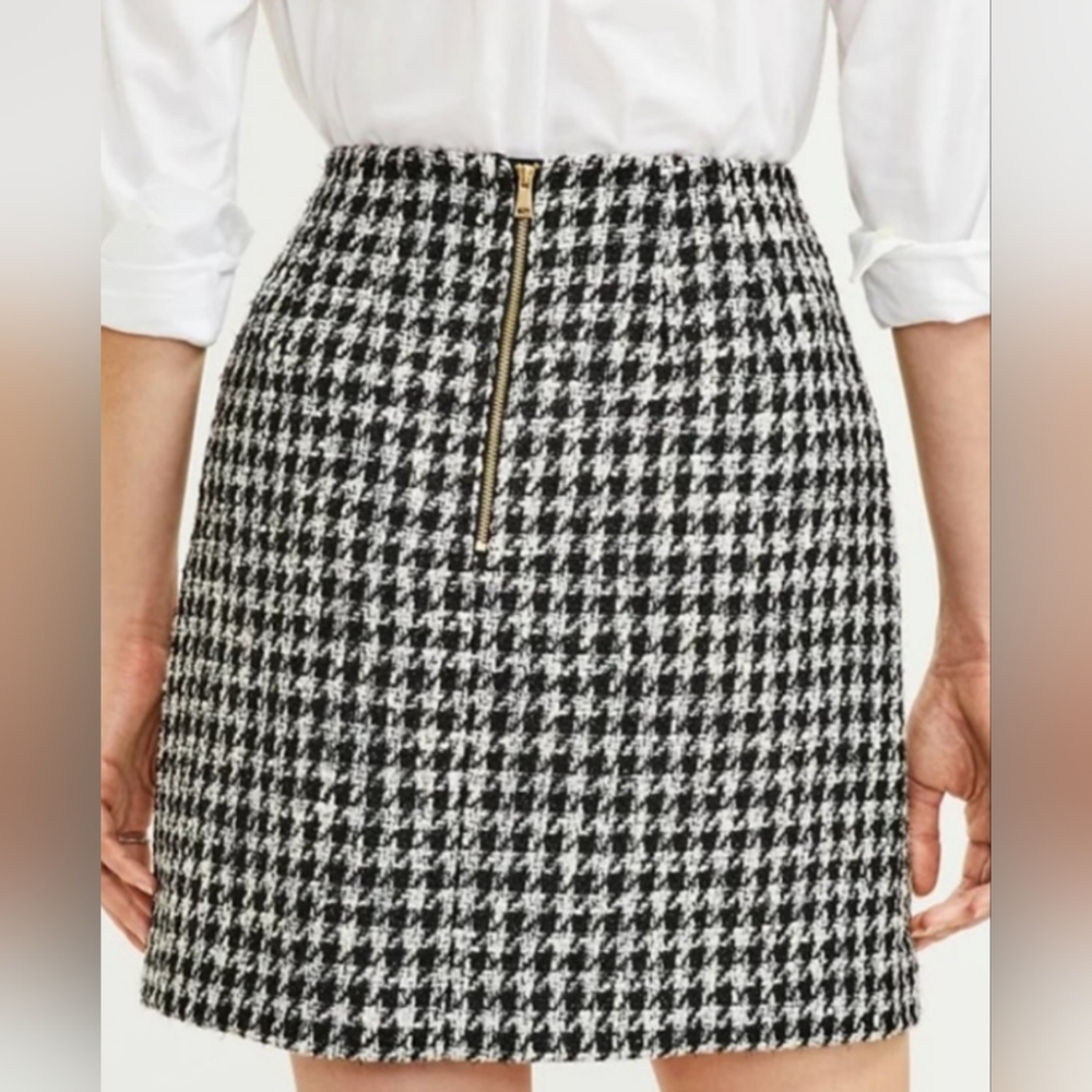 NWT Loft Sz 6 Metallic Tweed Houndstooth Skirt - Picture 4 of 7